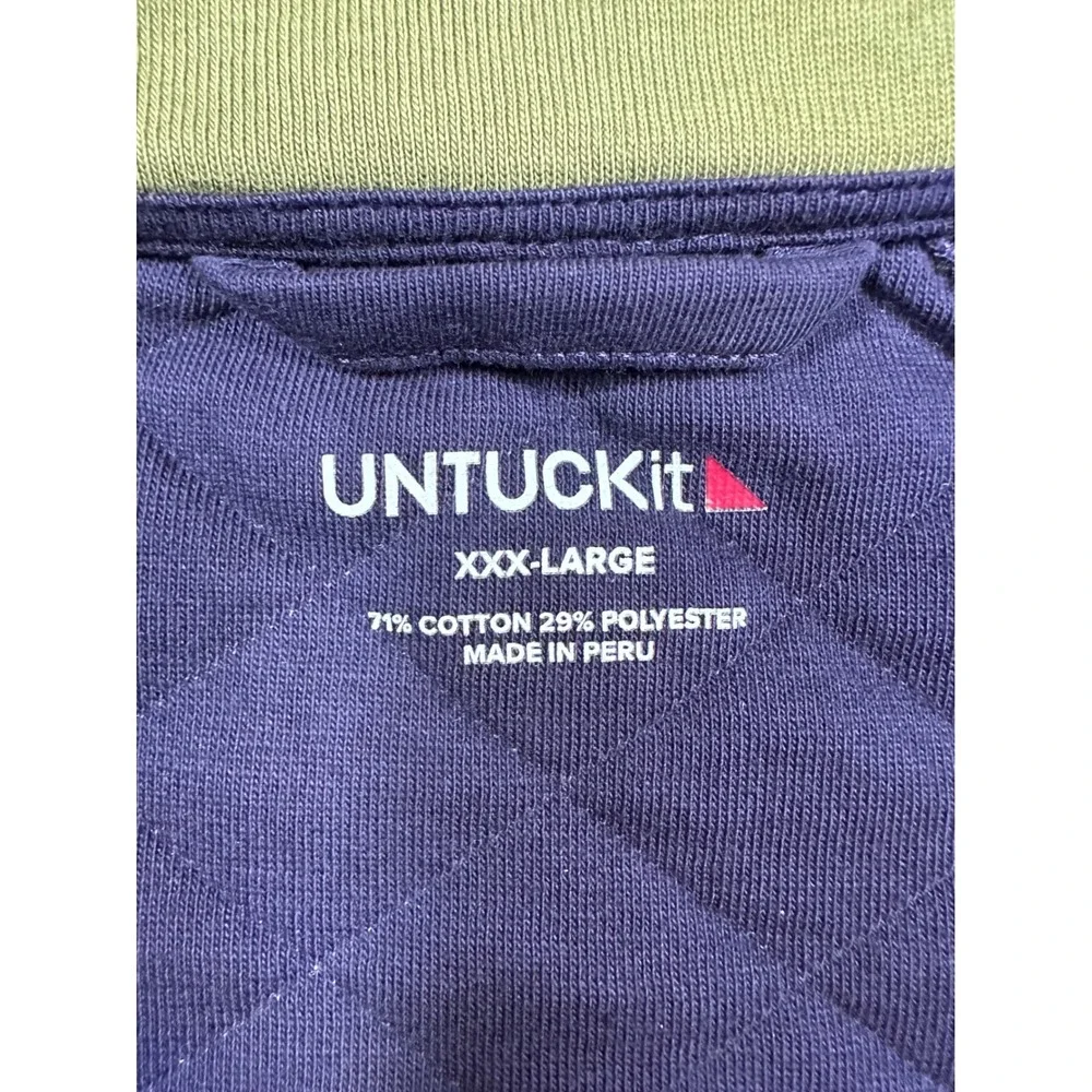 UNTUCKit Garrison Blue Quilted Snap Mock Neck Pullover Sweatshirt Mens XXXL 3XL